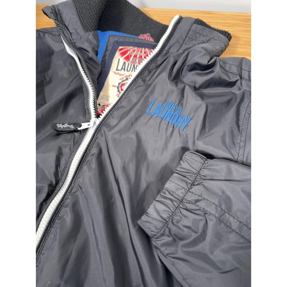 Tokyo Laundry Northdale Jacket — Men's Large, Black with Blue Embroidery